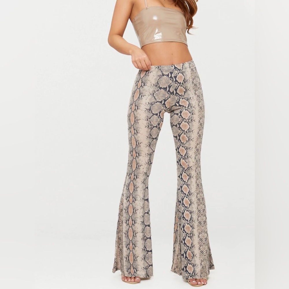 Prettylittlething Snake Flare Pants